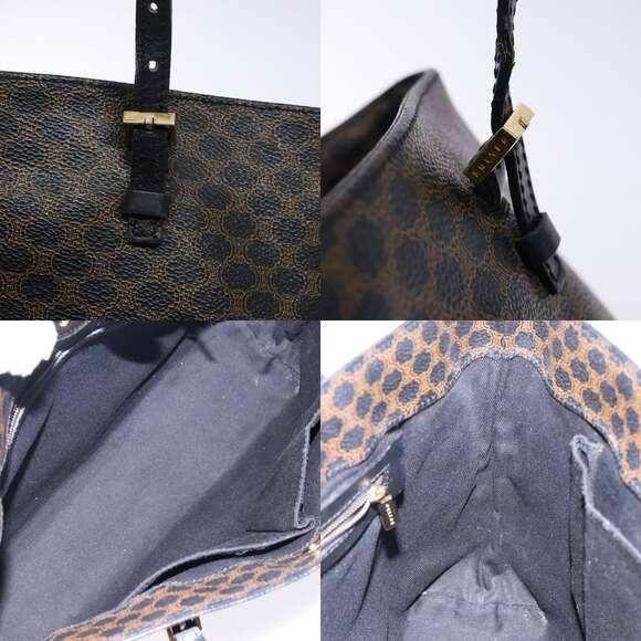 CELINE Macadam Canvas Tote Bag Pvc Leather Black Gold - Picture 11 of 12